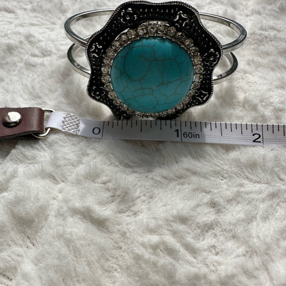 Turquoise Silver Bangle Bracelet - Picture 10 of 12